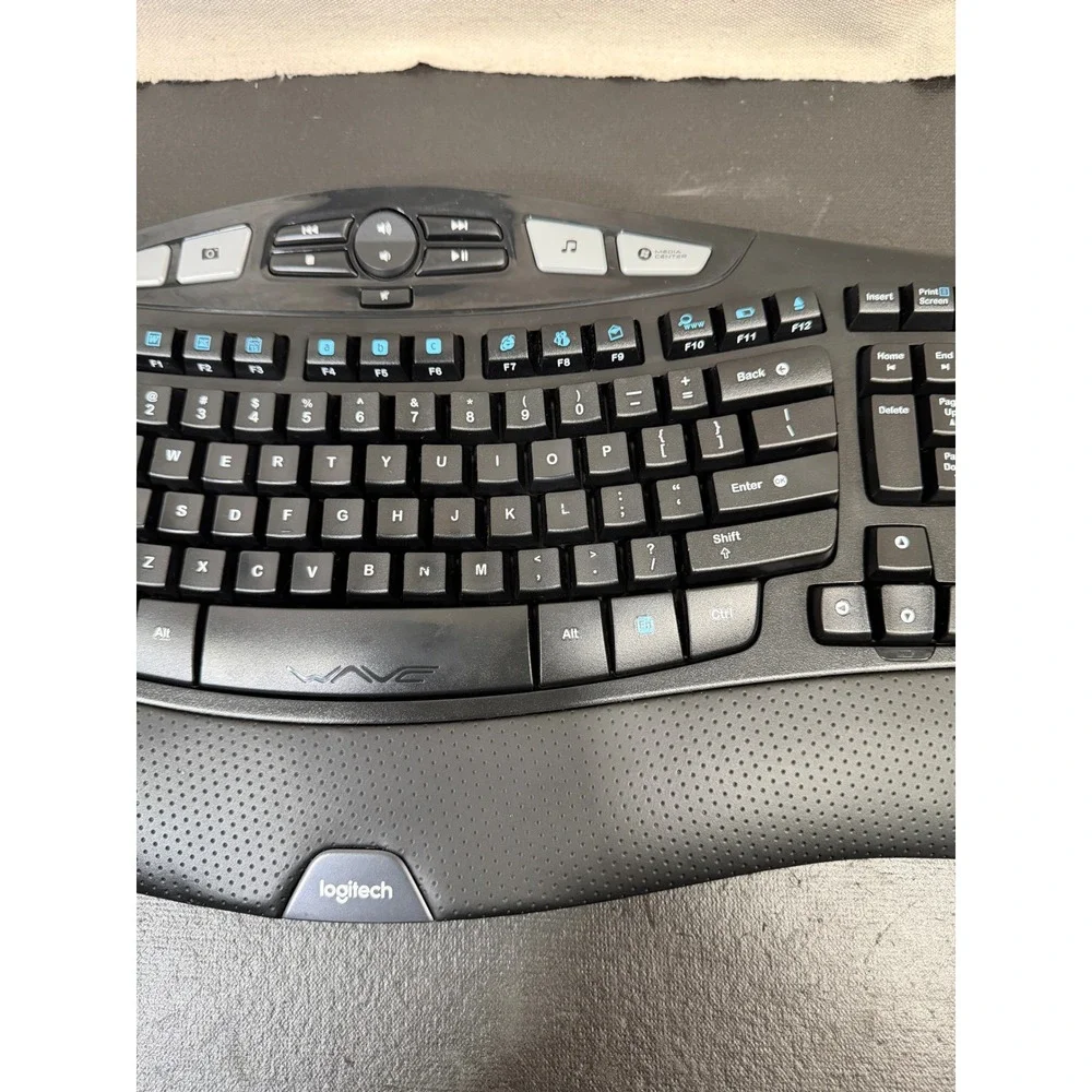 Logitech K350 Wireless Wave Keyboard with Dongle Black Ergonomic‎ Media Keys